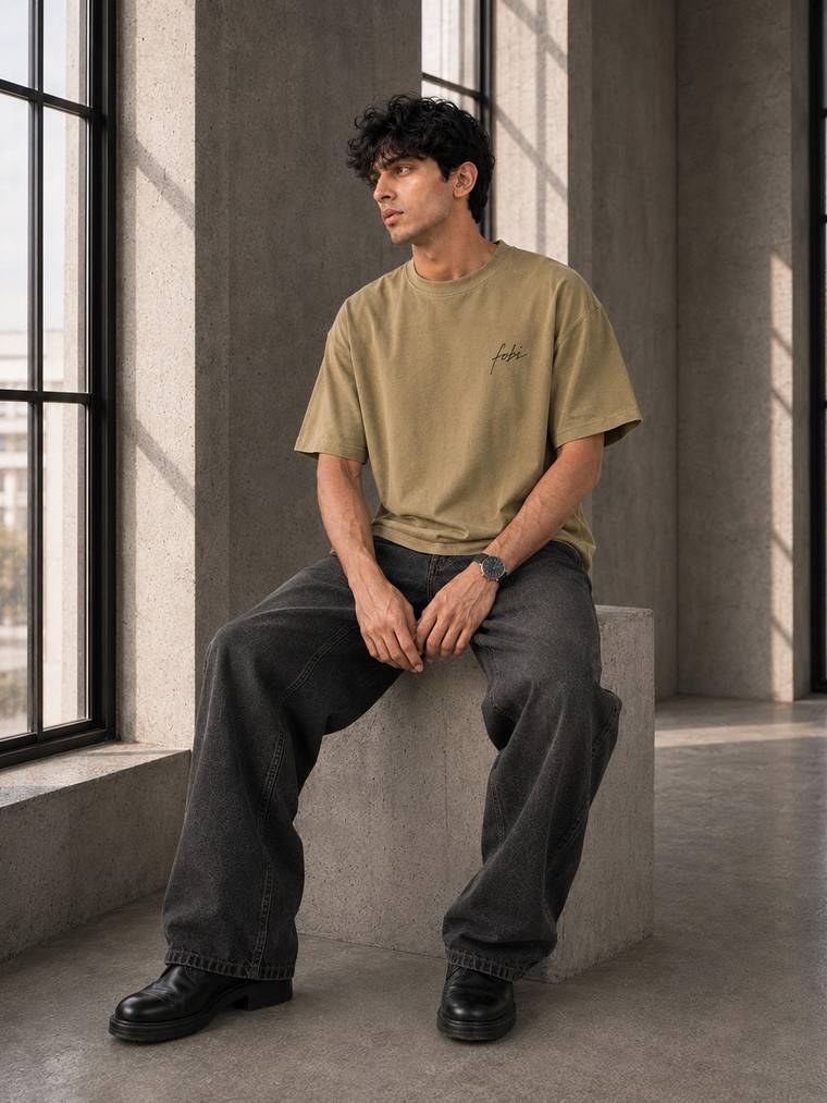Signature Tee in Beige Olive